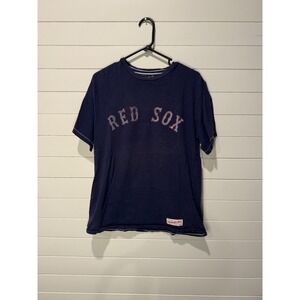 Mitchell & Ness Boston Red Sox Navy‎ Blue Short Sleeve Graphic T Shirt Mens M